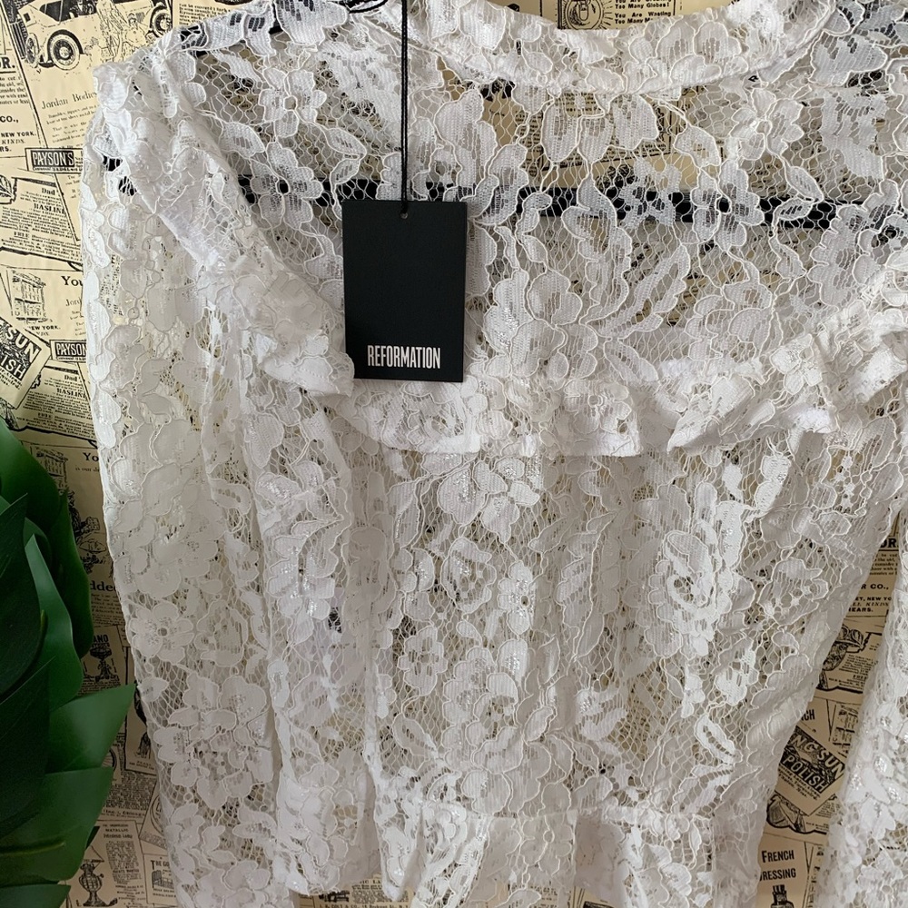 Reformation Tristan top white lace NWT size 2 XS - Picture 3 of 12